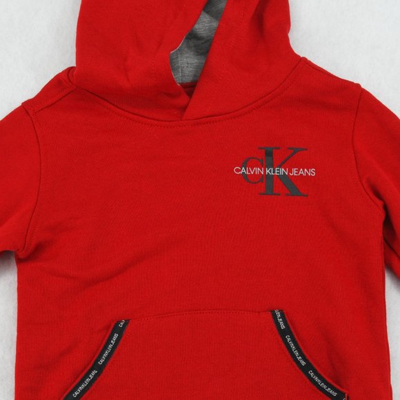 Calvin Klein Jeans Toddler Boys 2-Pc Fleece Logo Hoodie & Sweatpants Set Red 3T - Picture 3 of 7